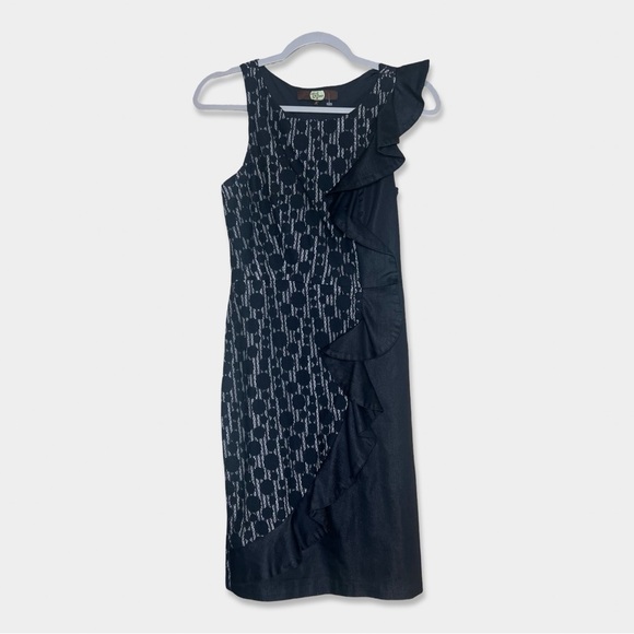 Eva Franco Dresses & Skirts - EVA FRANCO Mini Dress Size 2 Lace with Ruffle Black White GUC